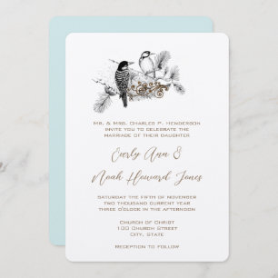 Convite Vintage Love Birds White Notes