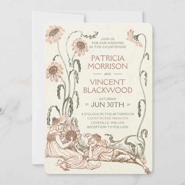 Convite Vintage Love Country Wedation Invitation (Frente)