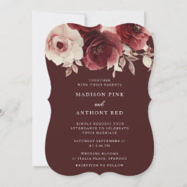 Convite Vintage Luxe Radiance Burgundy Casamento