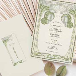 Convite Vintage Mackintosh Trees em Bloom Sage Green
