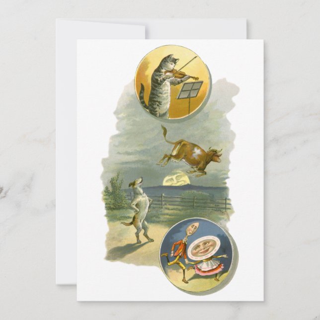 Convite Vintage Madre Goose Enfermeira Rhyme Ei Diddle (Frente)