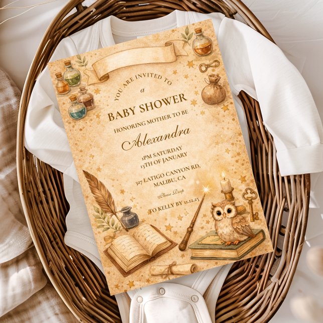 Convite Vintage Magic Potion Baby Shower (Criador carregado)