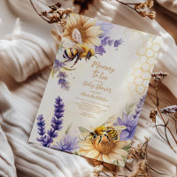 Vintage Mamãe Abelha Amarela Roxo Flo Chá de Bebê