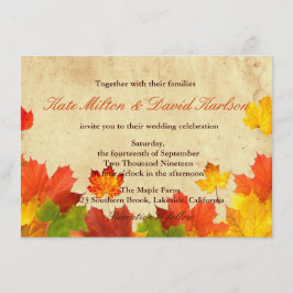 Convite Vintage Maple Deixa Cores Caindo Casamento