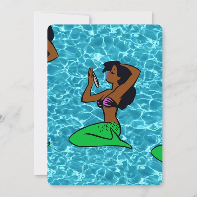 Convite vintage mar da sereia africana (Frente)