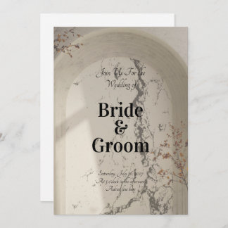 Convite Vintage Marble Arch Botanical Wedding Invitation