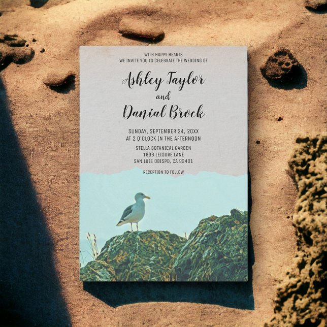 Convite Vintage marinho costeiro destino casamento (Criador carregado)