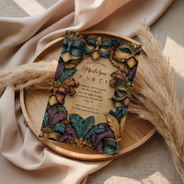 Convite Vintage Masked Mardi Gras Masquerade