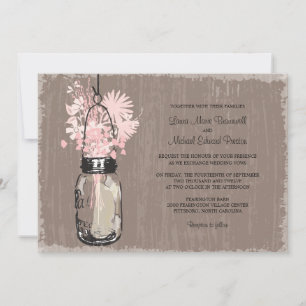 Convite Vintage Mason Jar e Wildflower Wedding