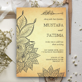 Convite Vintage Mehendi Henna Casamento Islâmico
