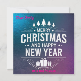 Convite Vintage Merry Christmas and Happy New Year Holiday