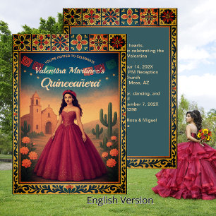 Convite Vintage Mexicana Quinceañera 15 Birthday