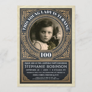 Convite Vintage Milestone Birthday convoca sua foto