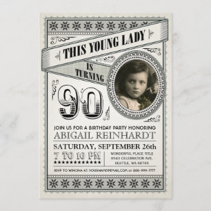 Convite Vintage Milestone Birthday convoca sua foto