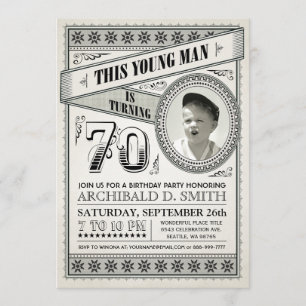 Convite Vintage Milestone Birthday convoca sua foto