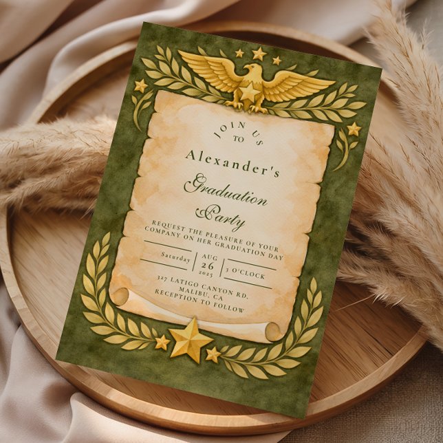 Convite Vintage Military Graduation Party (Criador carregado)