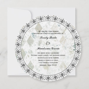 Convite Vintage Modern Diamond Round Invitation