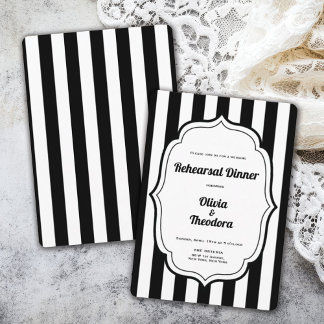 Convite Vintage Modern Stripe Rehearsal Dinner Invitation