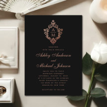 Vintage Monograma Crista de Rosa Dourada Casamento