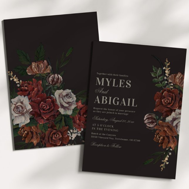 Convite Vintage Moody Florals Wedding Invitation (Criador carregado)