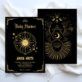 Convite Vintage Moon Sun boho art symbol baby shower