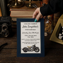 Convite Vintage Motorcycle Antique Festa de aniversário Me
