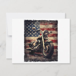 Convite Vintage Motorcycle USA Flag Retro Biker American