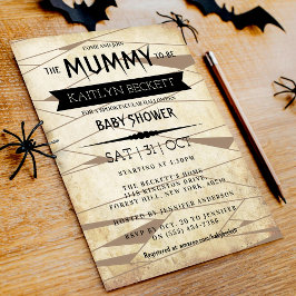 Convite Vintage Mummy To Be | Chá de fraldas de Halloween