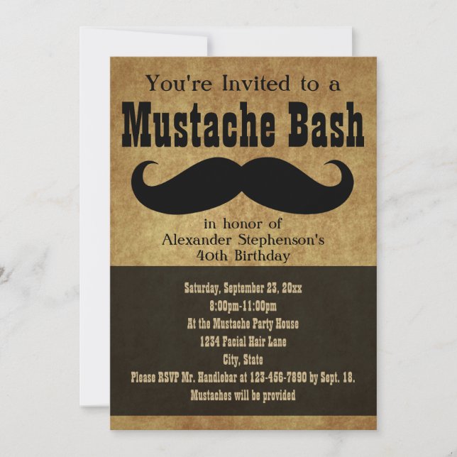 Convite Vintage Mustache Bash (Frente)