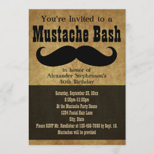 Convite Vintage Mustache Bash