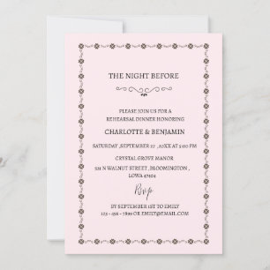 Convite Vintage Na Noite Antes Do Janto De Ensaio De Casam