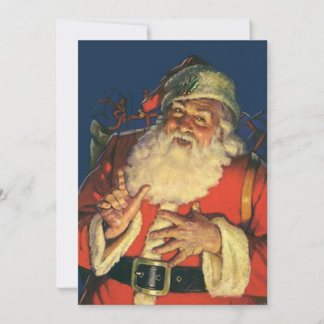 Convite Vintage Natal Retro Papai Noel (Frente)