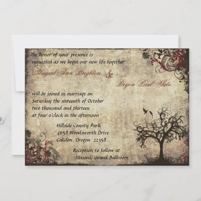 Convite Vintage New Life Weditation in Wine (Frente)