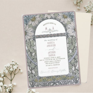 Convite Vintage Nouveau Watercolor WeddiConvite