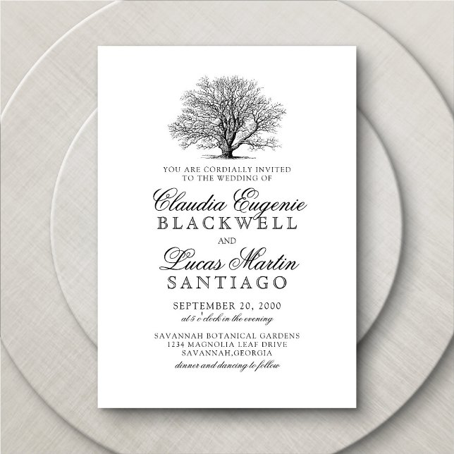 Convite Vintage Oak Tree Southern Wedding (Criador carregado)