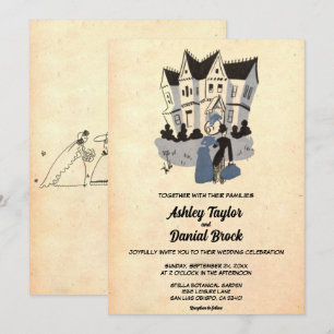 Convite Vintage Old Style Rustic Bride Groom Retro Weding