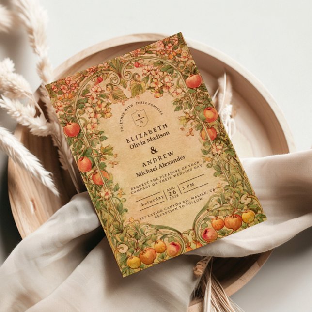 Convite Vintage Orchard Botanical Wedding (Criador carregado)