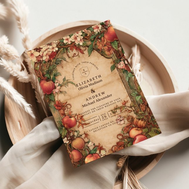 Convite Vintage Orchard Botanical Wedding (Criador carregado)