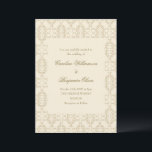 Convite Vintage Ornamentado Damask Ivory Elegant Rococo Ca<br><div class="desc">Convide convidados no estilo de eterno com este convite para marfim e casamento tema damasco de ouro. Inspirada pelas influências do Barroco e Rococó ornamentado, esta design apresenta uma delicada fronteira úmida num ouro antigo macio sobre um fundo de marfim quente - ideal para um casamento romântico de vinhedos, um...</div>