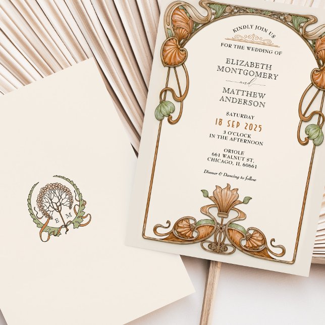 Convite Vintage Ornamental Frame Wedding (Criador carregado)