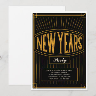 Convite Vintage Ouro Black Eve Party
