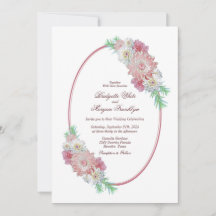 Vintage Oval Frame Floral Cor-de-Rosa