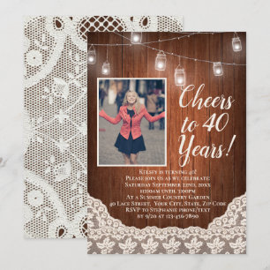 Convite Vintage País Aplaudindo para o Aniversário de 40 A