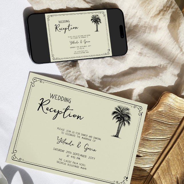 Convite Vintage Palm Tree Recepção de casamento Apenas (Wedding Reception Only Invitation from my Vintage Palm Wedding Collection)
