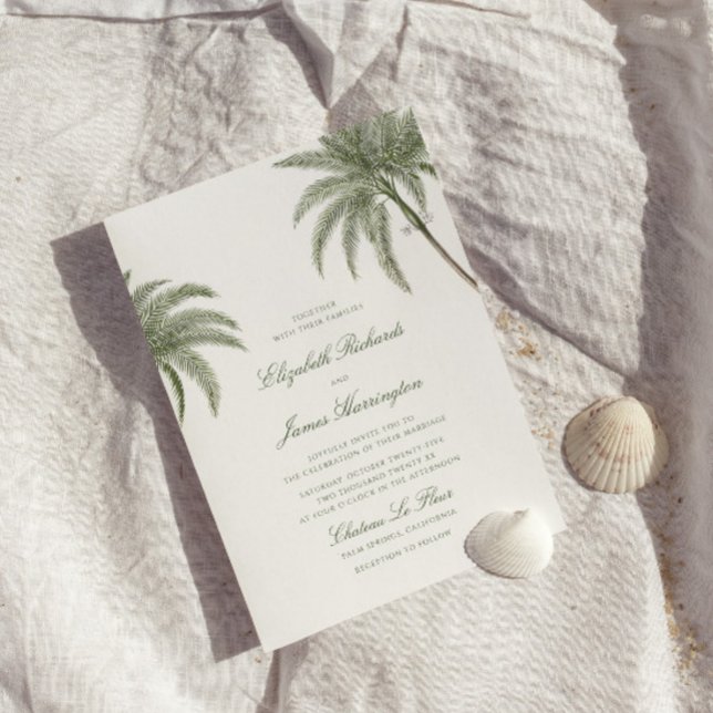 Convite Vintage Palm Tree Wedding (Criador carregado)