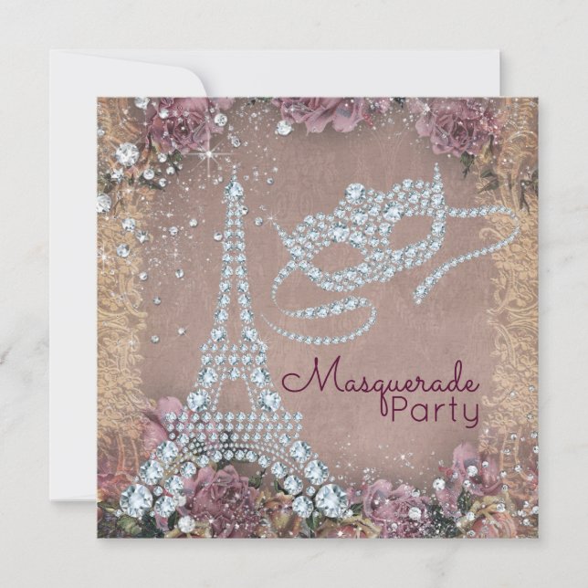 Convite Vintage Paris - Mascarada (Frente)