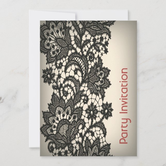 Convite Vintage Paris moda padrão floral preto (Frente)