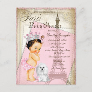 Convite Vintage Paris Princess Chá de fraldas
