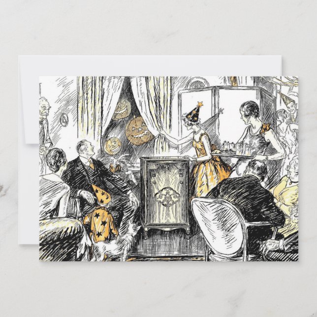 Convite Vintage Party Celebra o Halloween Antigo (Frente)