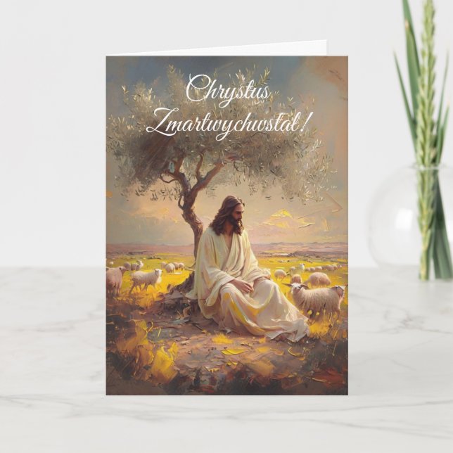 Convite Vintage Páscoa polonesa Cristão Alegre Aleluia (Frente)